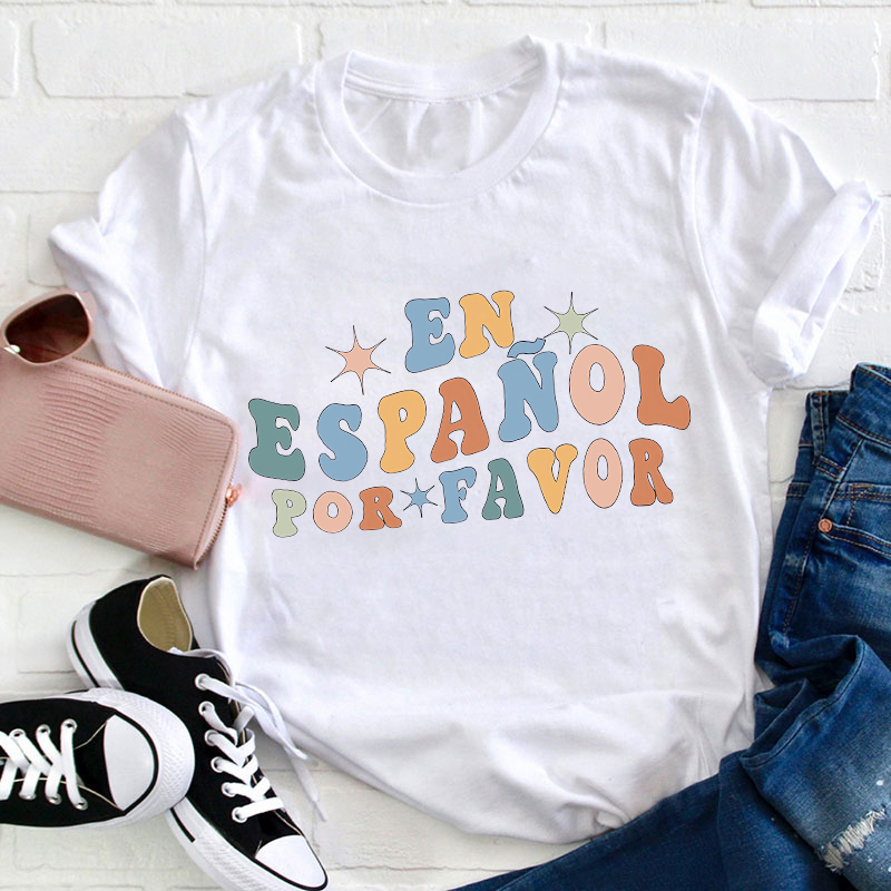 Retro En Español Por Favor Teacher T-Shirt