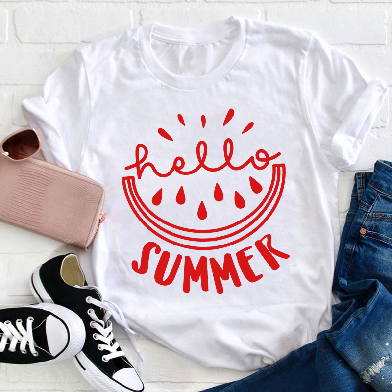 Watermelon Hello Summer Teacher T-Shirt