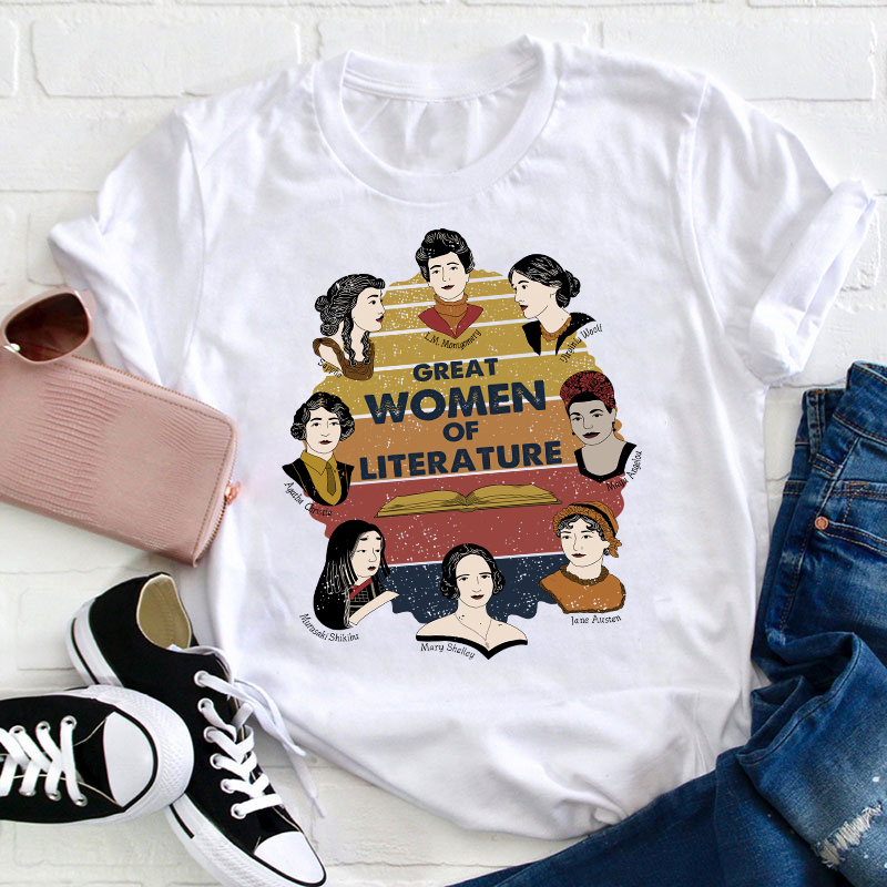 Retro Style Great Women Of Literature Teacher T-Shirt