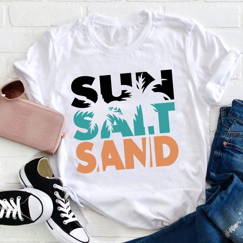 Sun Salt Sand Summer Teacher T-Shirt