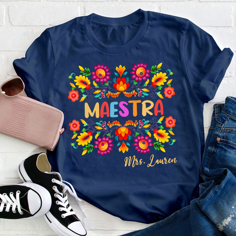 Personalized Name Maestra Teacher T-Shirt
