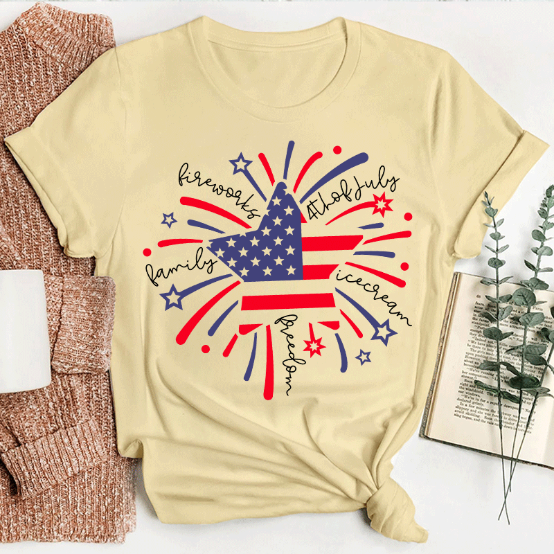 Firework 4th of July Teacher T-Shirt