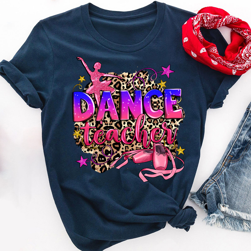 Leopard Print Pink Dance Teacher T-Shirt