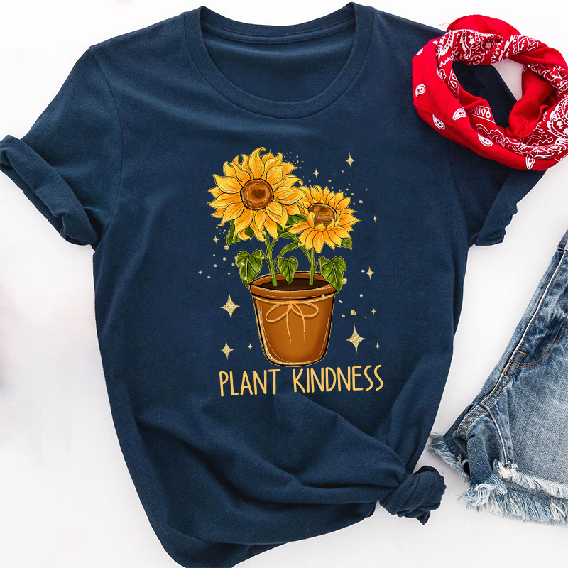 Plant Kindness Sunflower Teacher T-Shirt