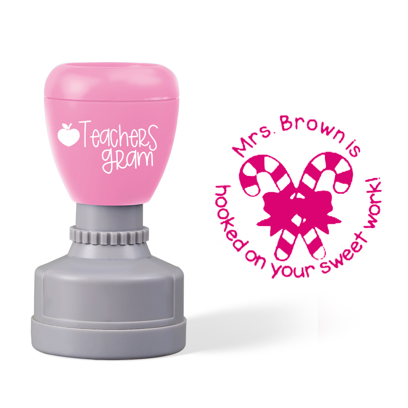 Personalized Name Hooked On Your Sweet Work Teacher Stamp