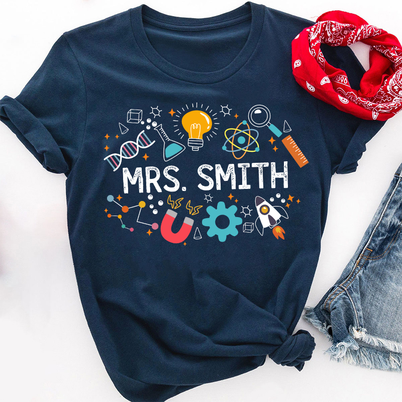 Personalized Science Vibes Teacher T-Shirt