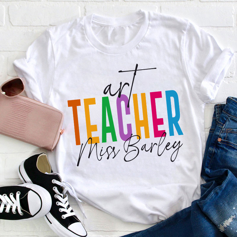 Personalized Teacher's Name Colorful Tie Dye Teacher T-Shirt