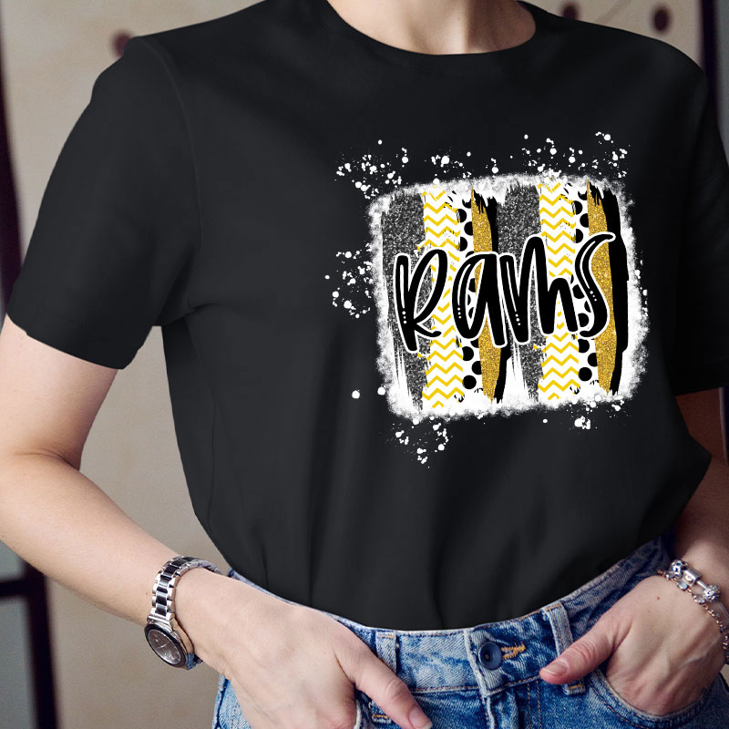 Personalized Brush Stroke Bleached Spirit Mascot Teacher T-Shirt