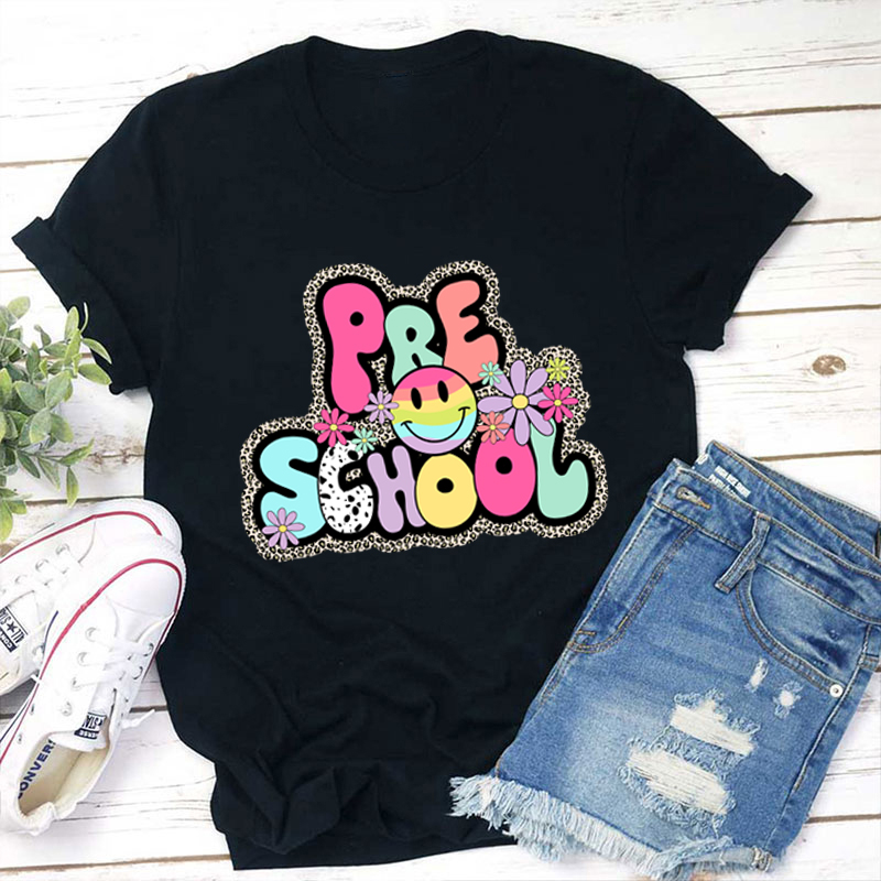 Personalized Round Bubble Colorful Letters Teacher T-Shirt