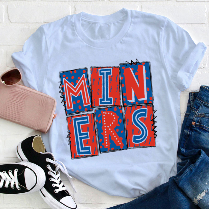 Personalized Color Graffiti Effect Mascot Teacher T-Shirt