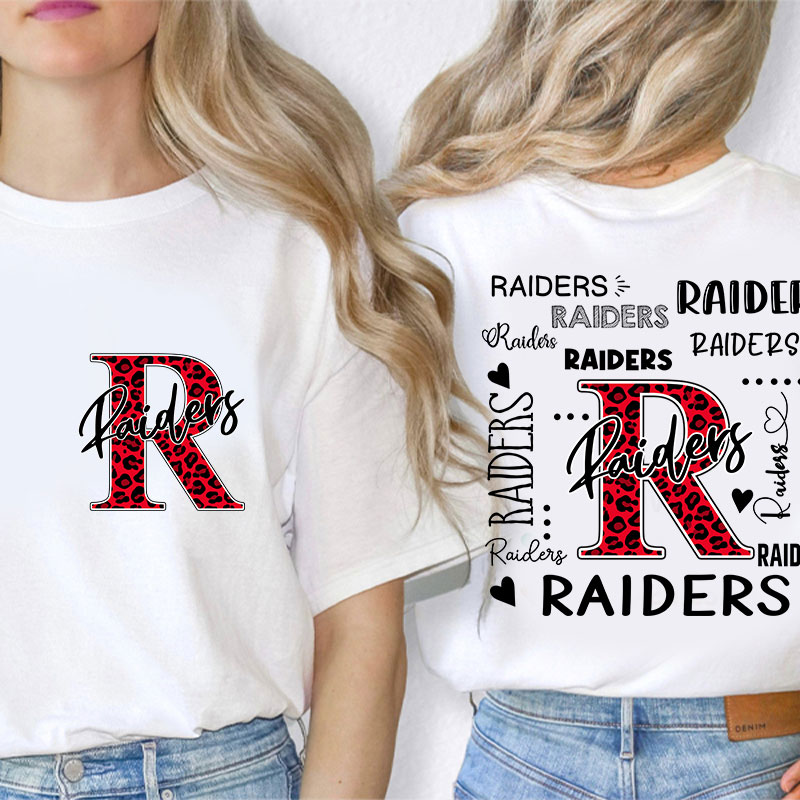 Personalized Leopard School Mascot Teacher Two Sided T-Shirt