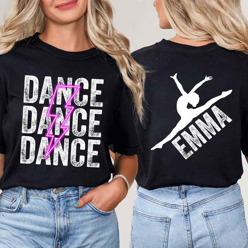 Personalized Pink Lighting Dance Teacher Two Sided T-Shirt