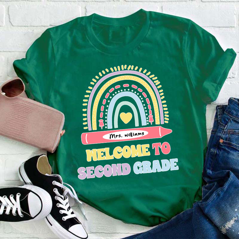 Personalized Cute Rainbow Teacher T-Shirt