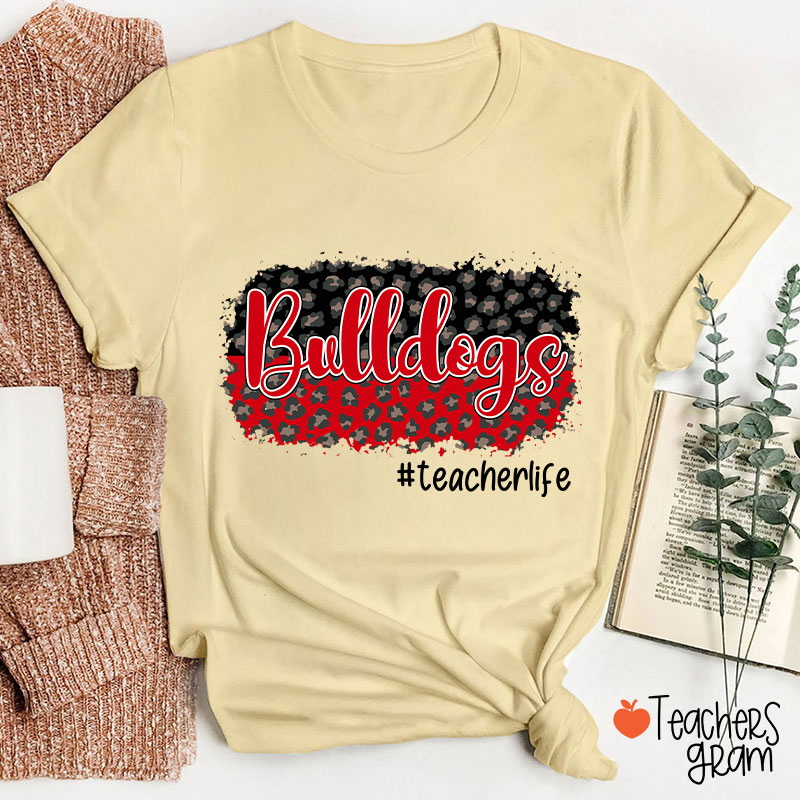 Personalized School Mascot And Hashtag Colorful Leopard Teacher T-Shirt