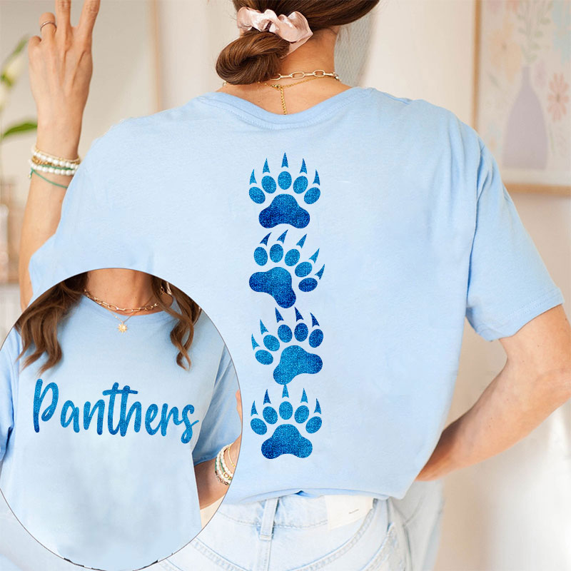 Personalized Mascot And Paw Game Day Teacher Two Sided T-Shirt