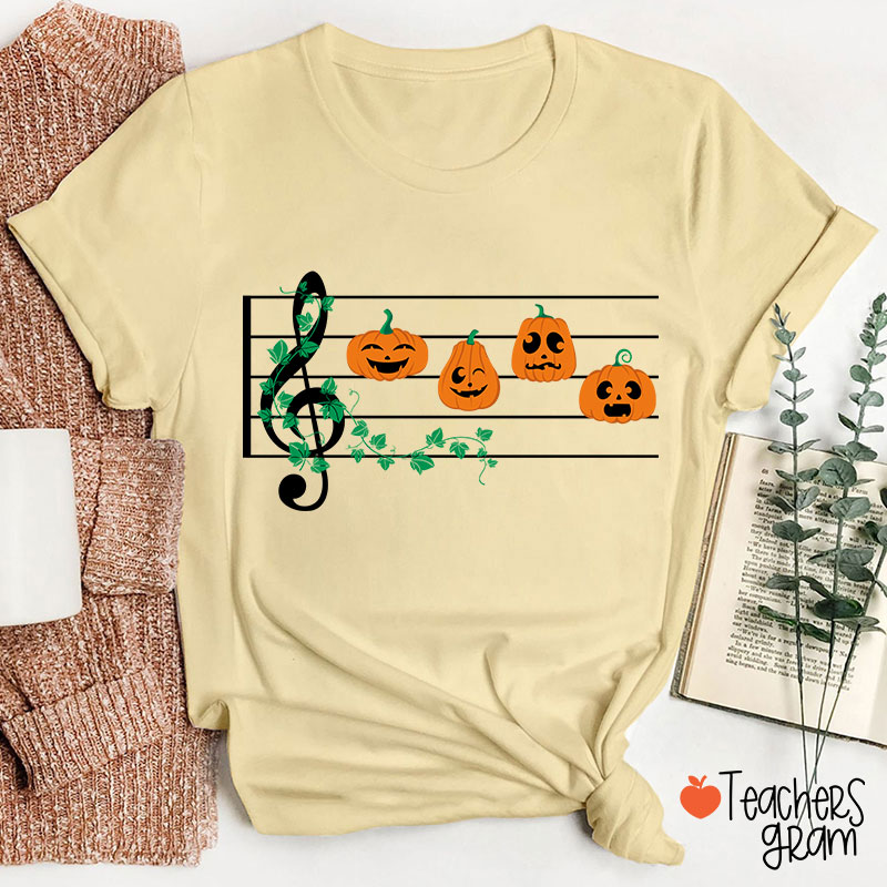 Pumpkins Music Notes Halloween Teacher T-Shirt