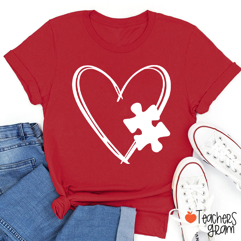 Love Autism Puzzle Teacher T-Shirt
