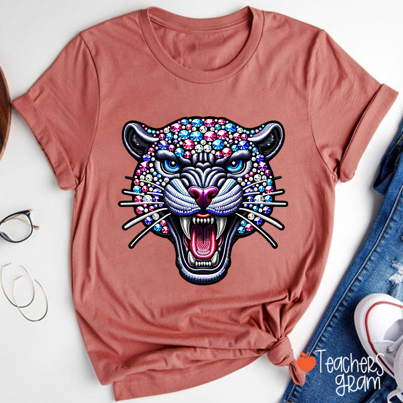 Personalized Mascot Sparkly Diamond School Spirit Teacher T-Shirt