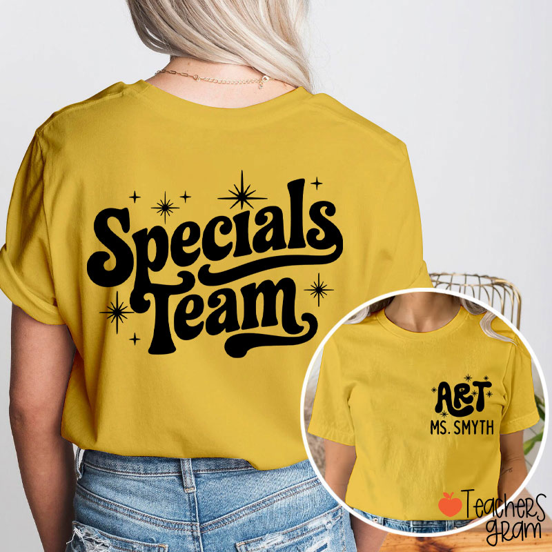 Personalized Suject And Name Specials Team Teacher Two Sided T-Shirt