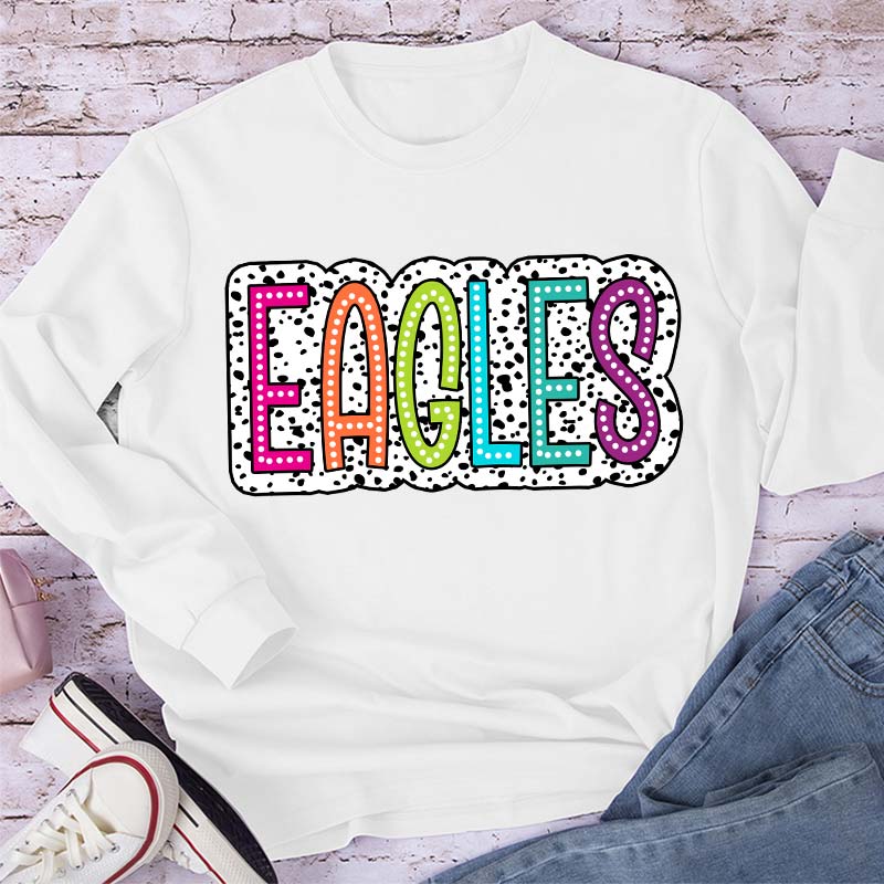 Personalized Mascot Polka Dot Game Day Teacher Long Sleeve T-Shirt