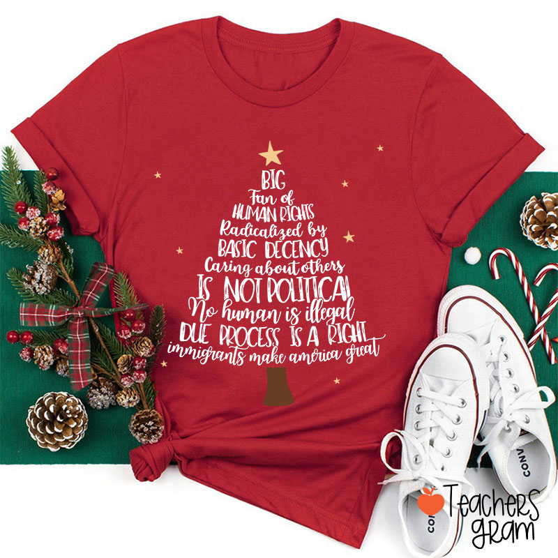 Big Fan Of Human Rights Christmas Tree Teacher T-Shirt