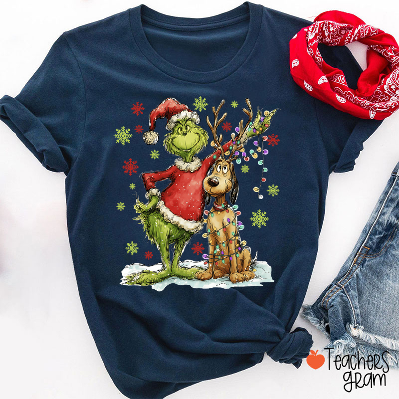 Green Guy And Dog Teacher T-Shirt