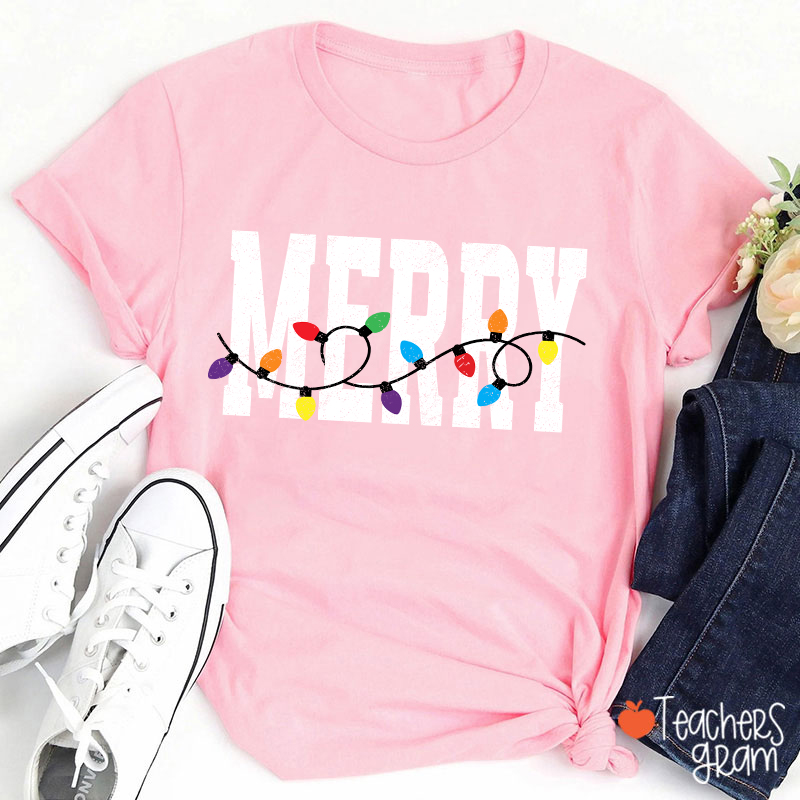 Merry Christmas Lights Teacher T-Shirt