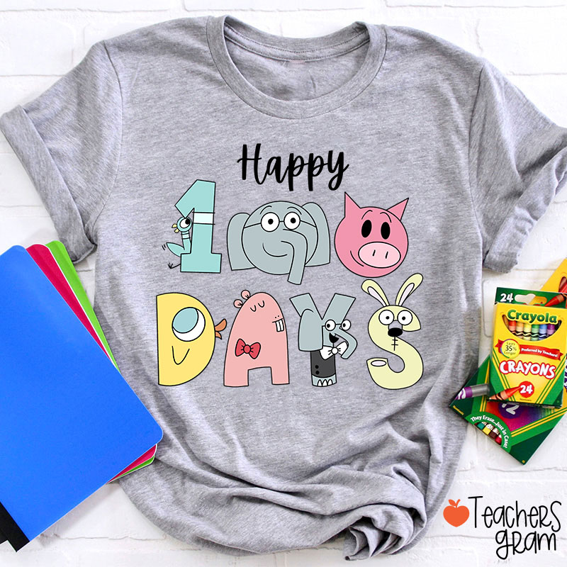 Happy 100 Days Children's Books Teacher T-Shirt