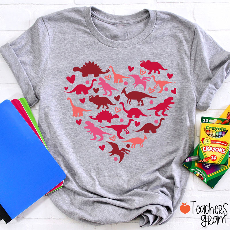 Cute Dinosaur Heart Teacher T-Shirt