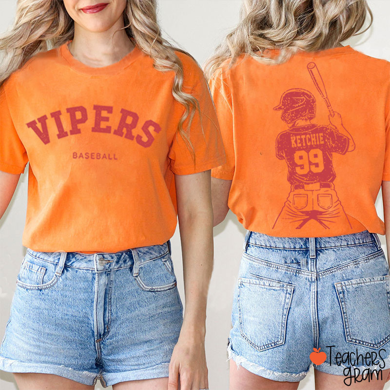 Personalized Baseball Mom Teacher Two Sided T-Shirt