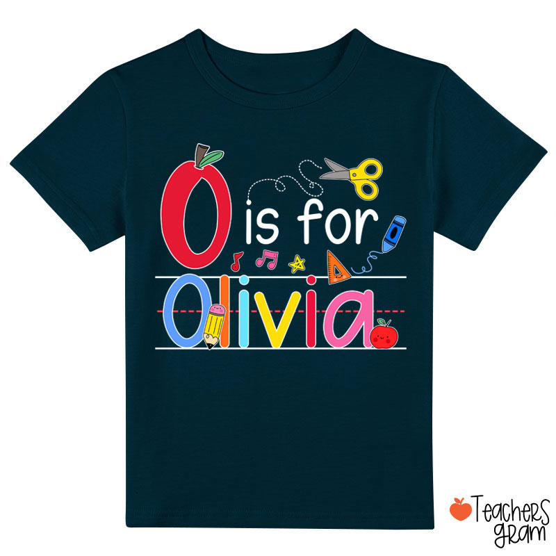 Personalized Name Apple Pencil School Stuff Class T-Shirt