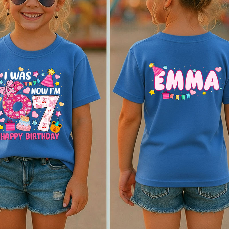 Personalized I Was 6 Now I'm 7 Happy Birthday Class Two Sided T-Shirt