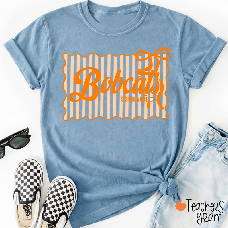 Personalized Retro Stripe Cheer Team Teacher T-Shirt