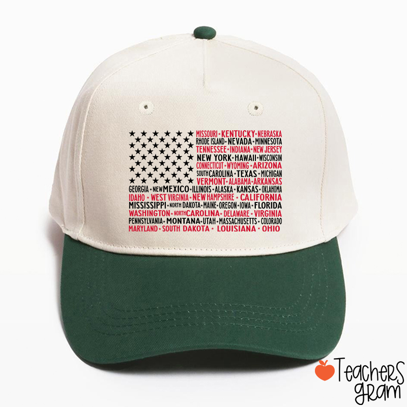 Vintage American Flag 4th Of July Teacher Baseball Cap