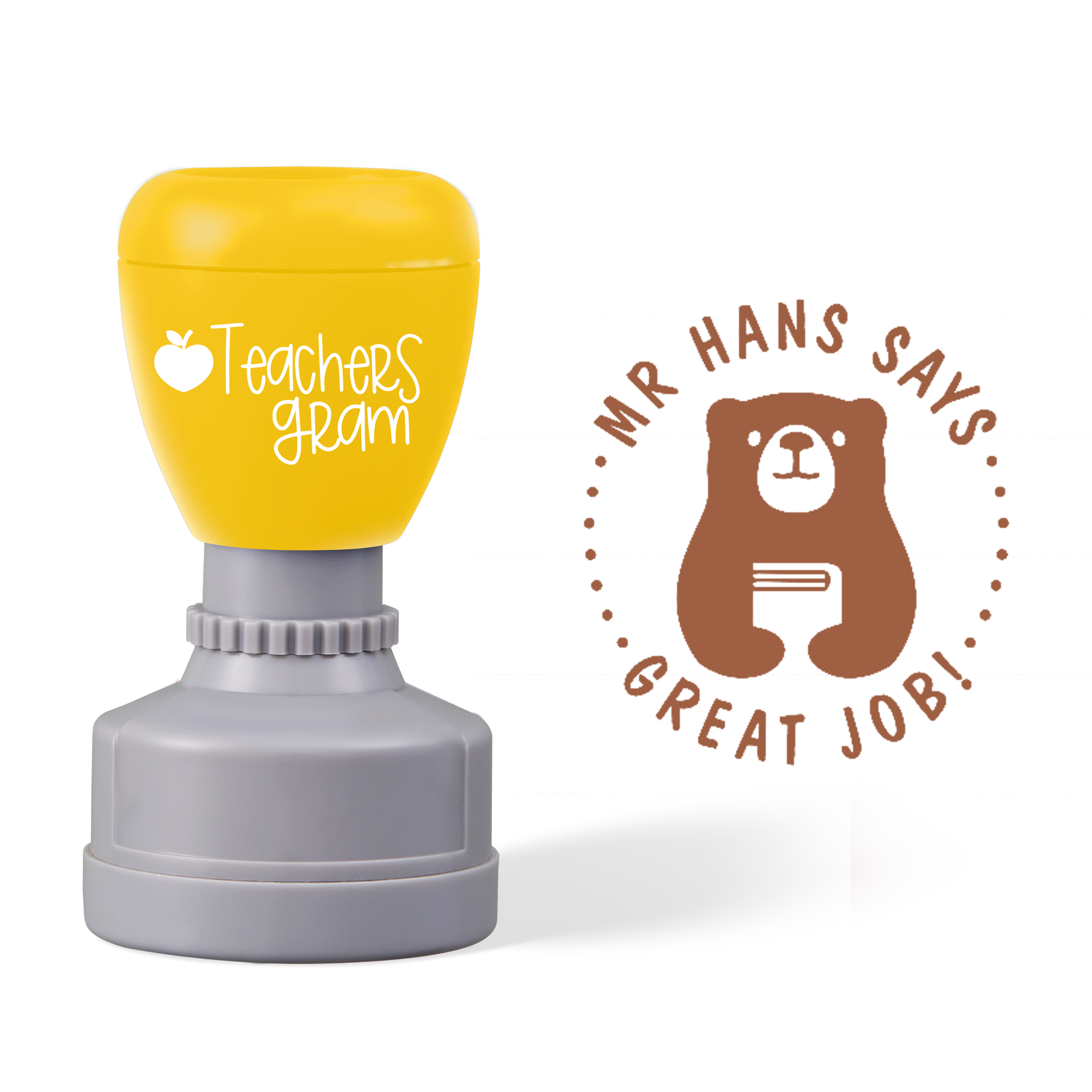 Personalized Name Great Job Bear Teacher Stamp
