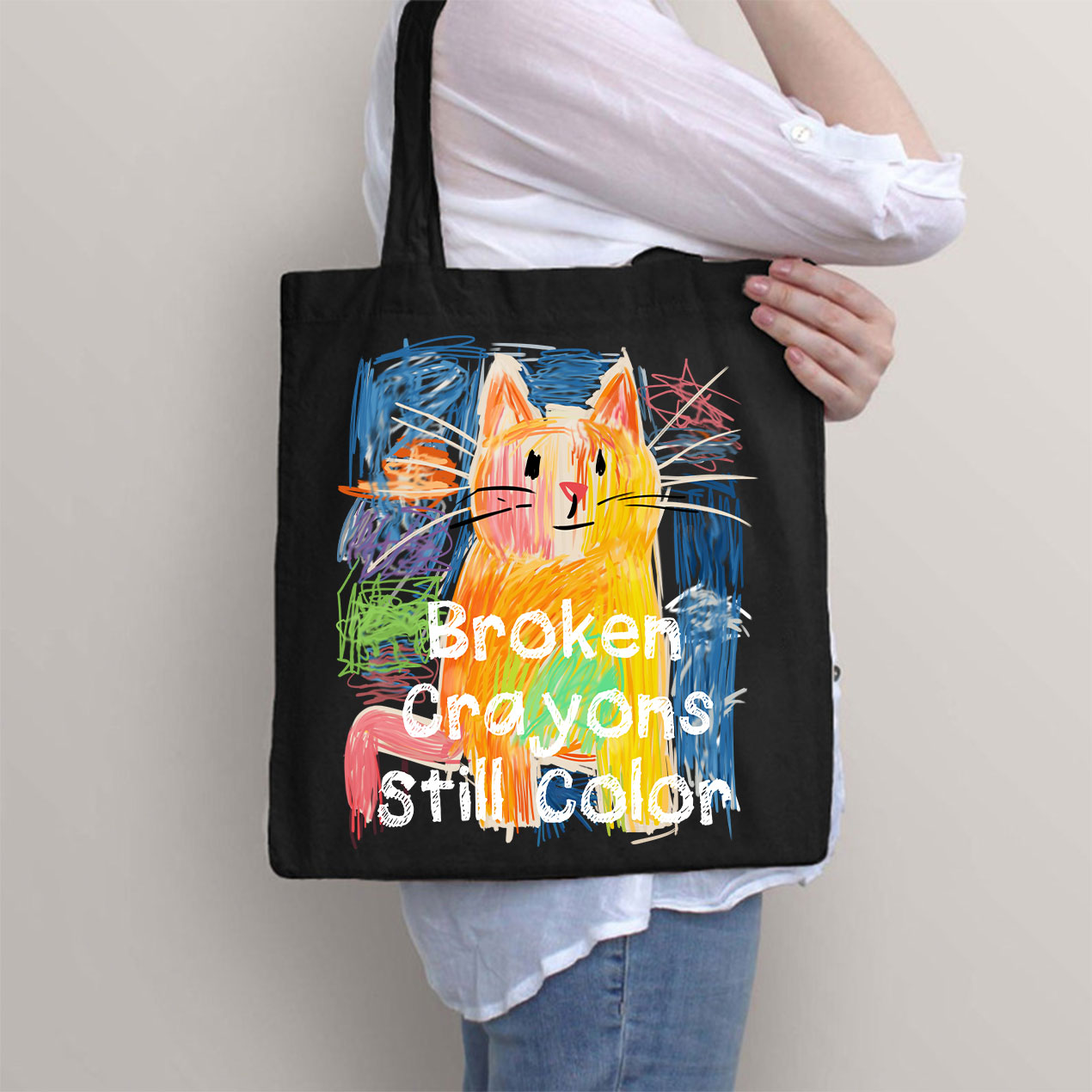 Broken Crayons Still Color Cat Tote Bag