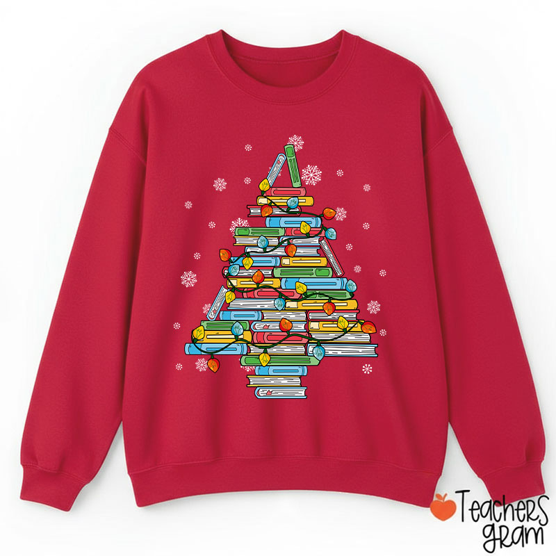 Christmas Books Tree Teacher Sweatshirt