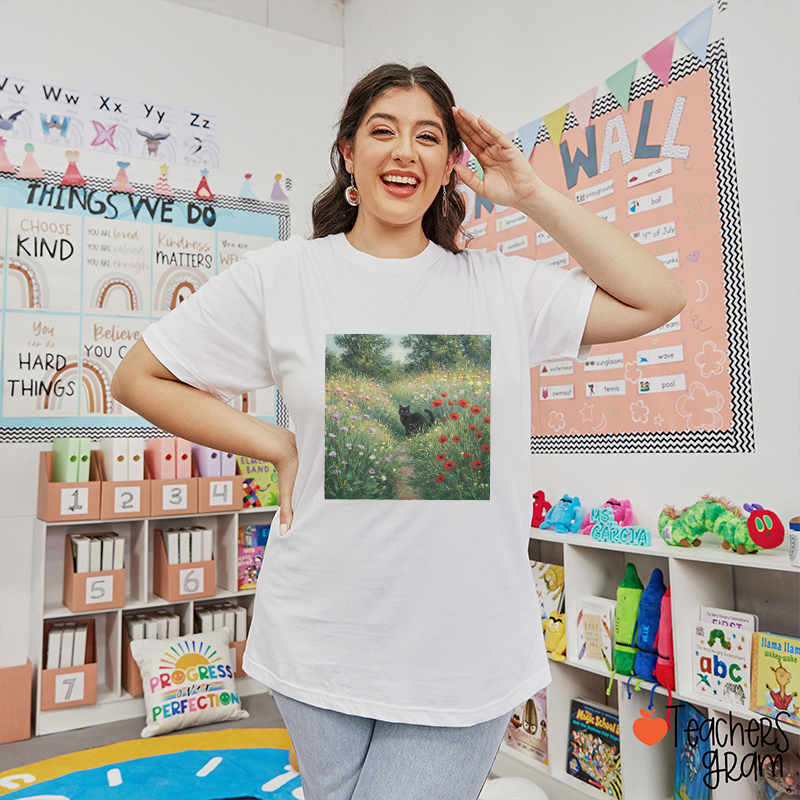 Monet Cat Teacher T-Shirt