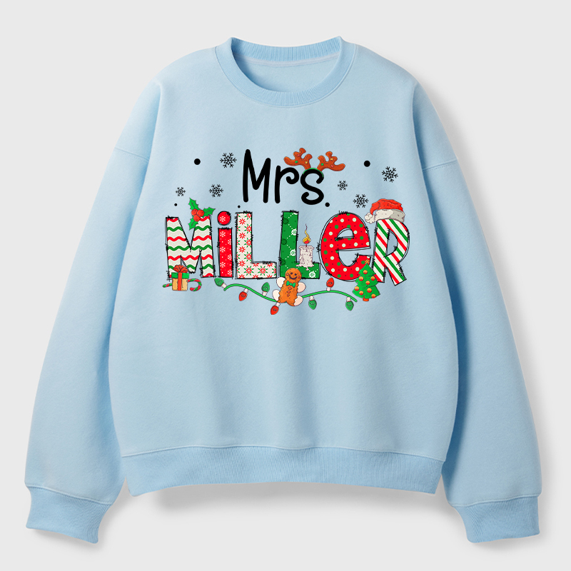 Personalized Teacher Name Christmas Teacher Fleece Sweatshirt