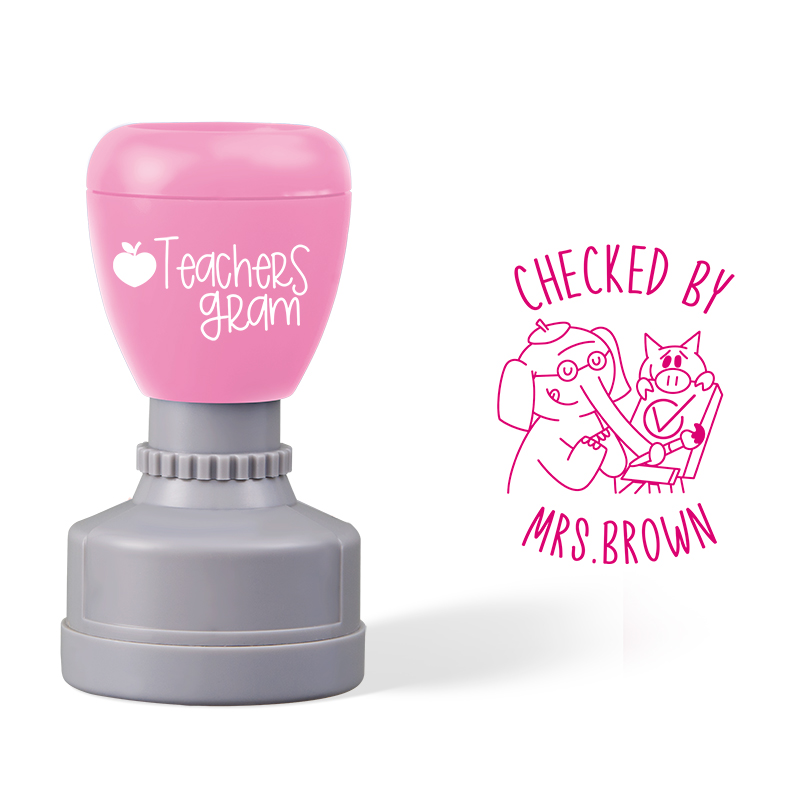 Personalized Name Checked By Teacher Stamp