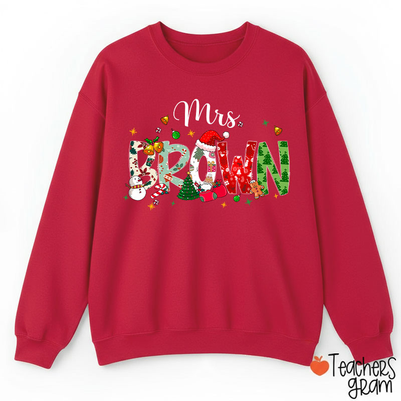Personalized Name Christmas Atmosphere Teacher Sweatshirt