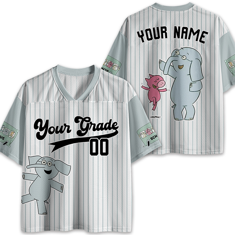 Personalized  Grade And Name Cute Elephant Teacher Mesh Jersey