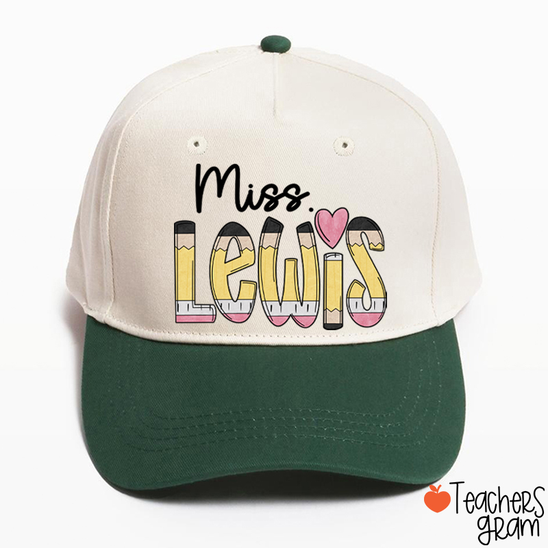 Personalized Pencil Name Teacher Baseball Cap