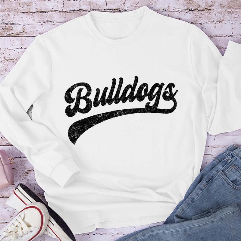 Personalized Mascot Washed And Distressed Print Teacher Long Sleeve T-Shirt