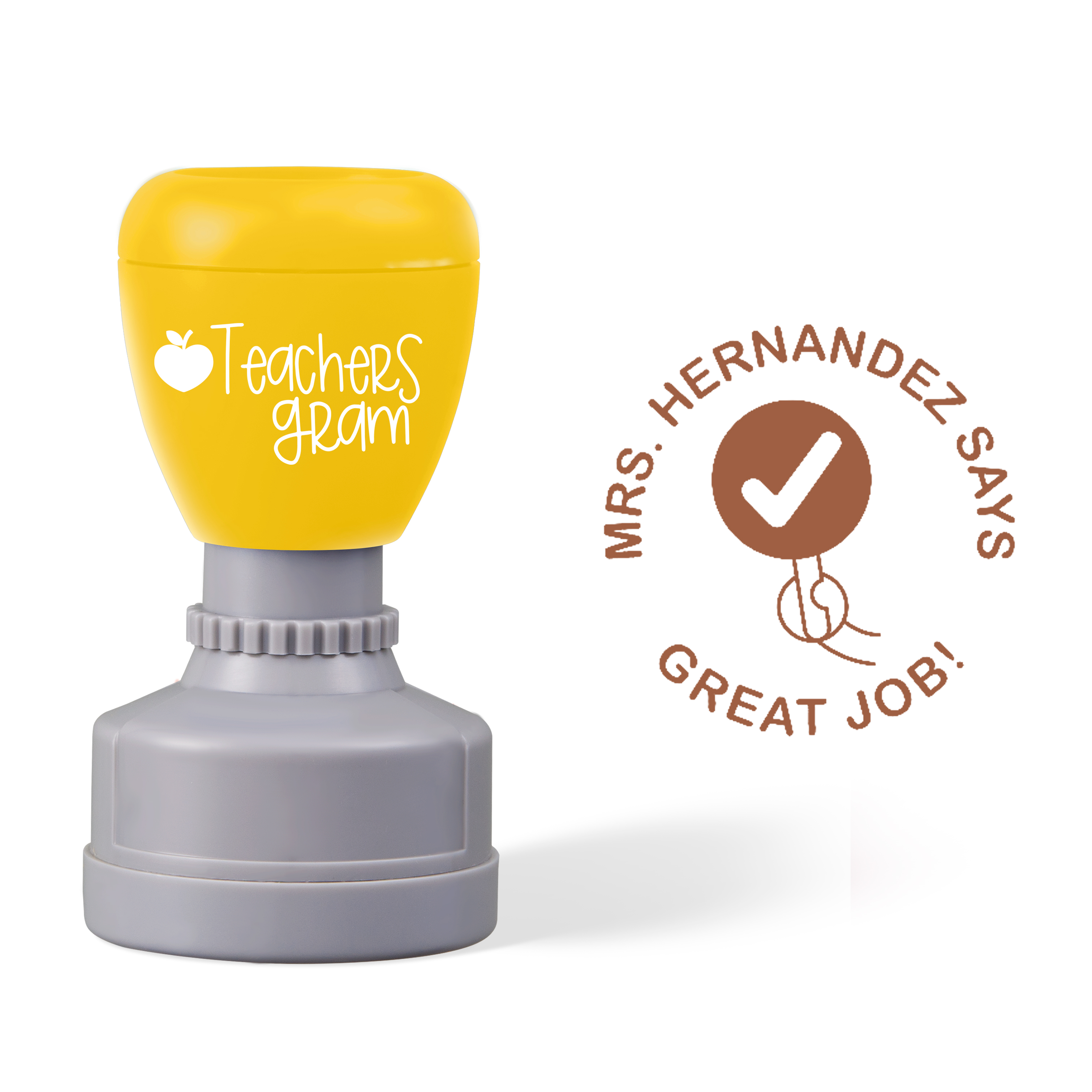 Personalized Name Great Job Checkmark Teacher Stamp