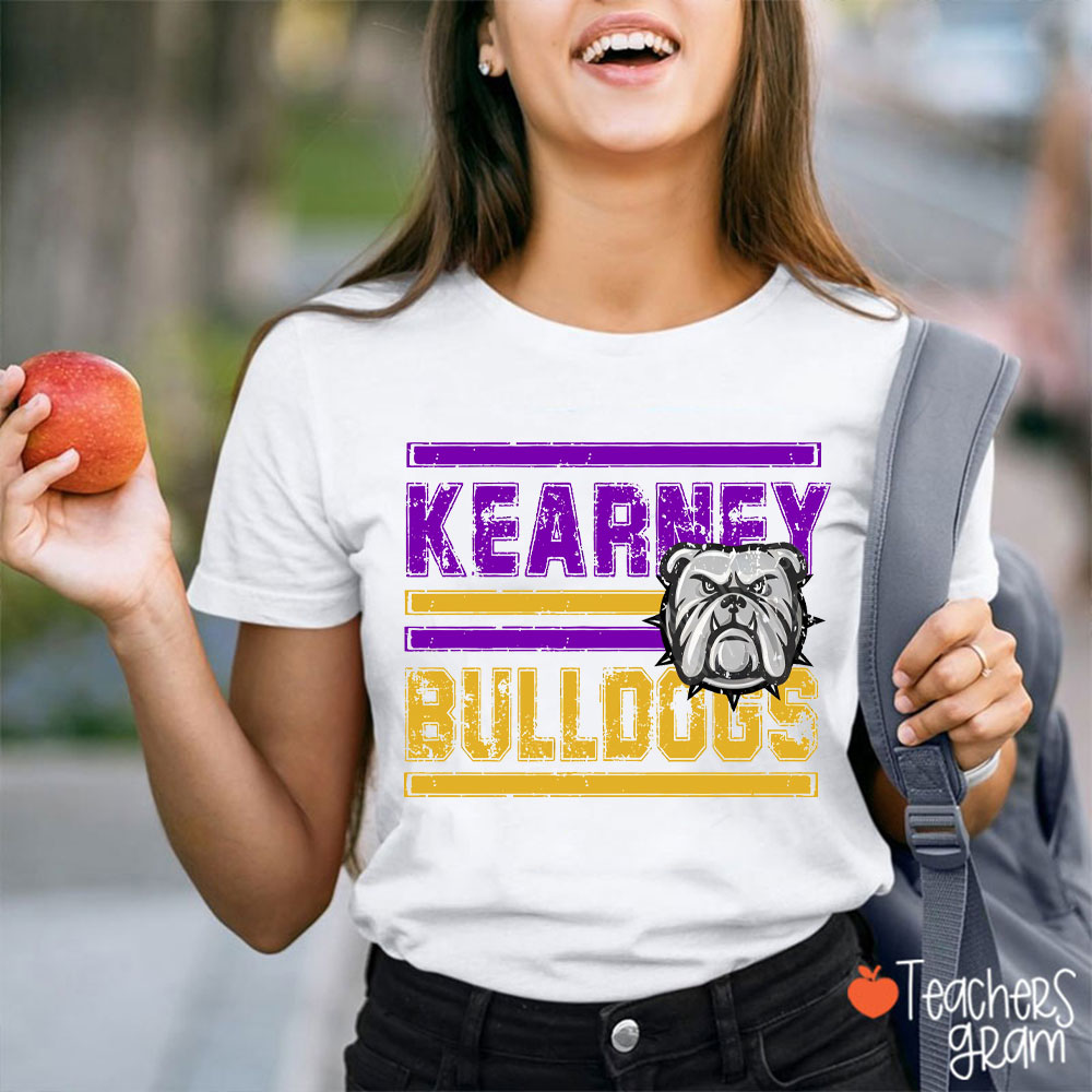 Personalized Mascot Vintage Distressed Striped Teacher T-Shirt