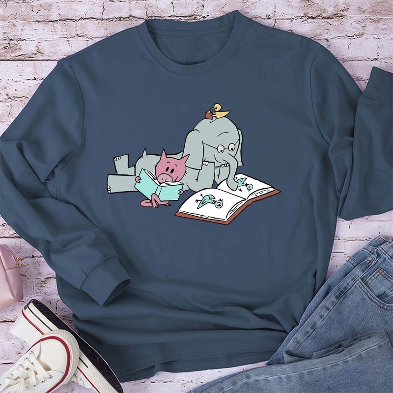 The Elephant And The Little Pig Read Together Teacher Long Sleeve T-Shirt