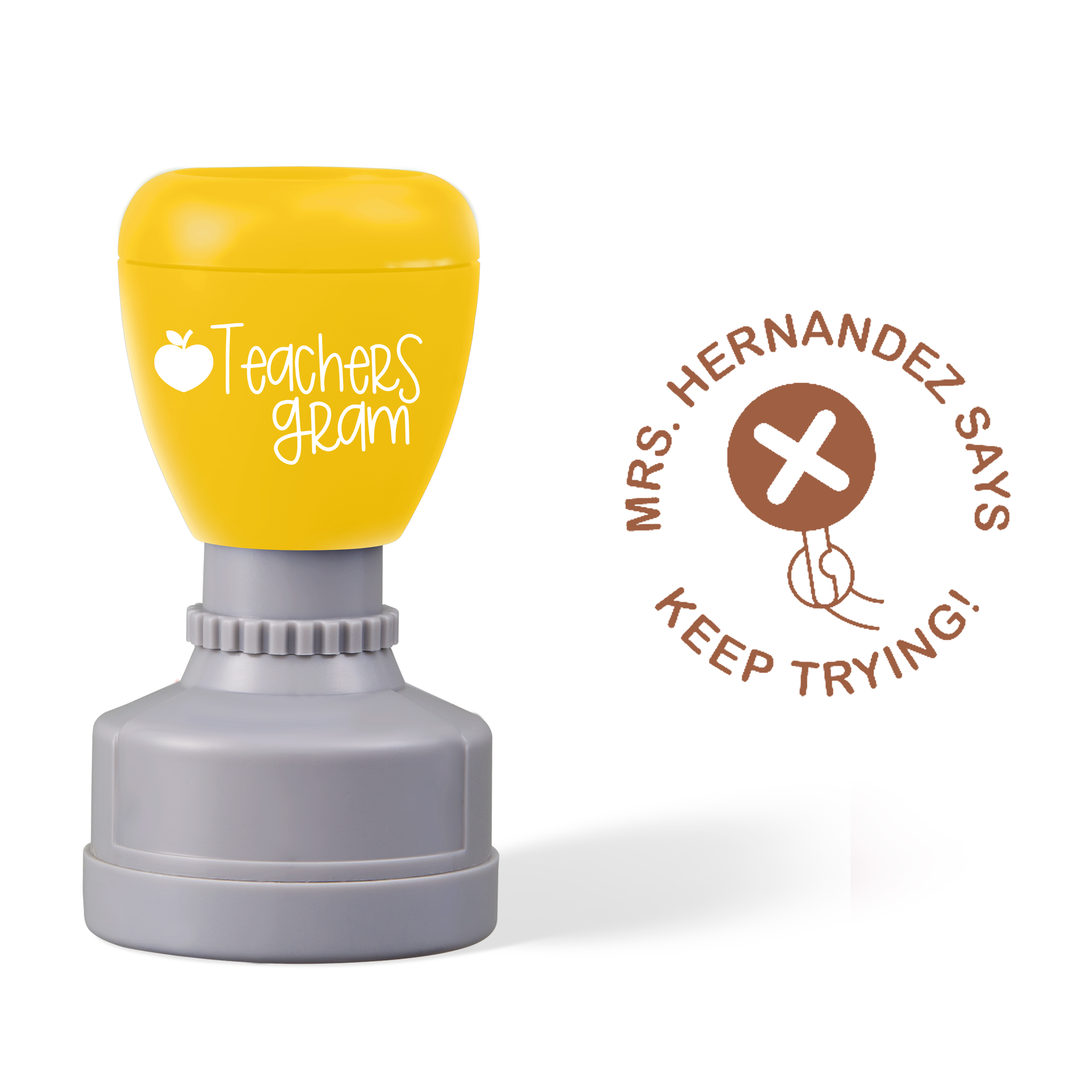 Personalized Name Keep Trying Teacher Stamp