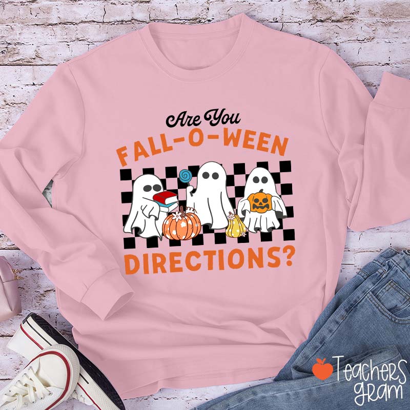 Fall-O-Ween Directions Teacher Long Sleeve T-Shirt