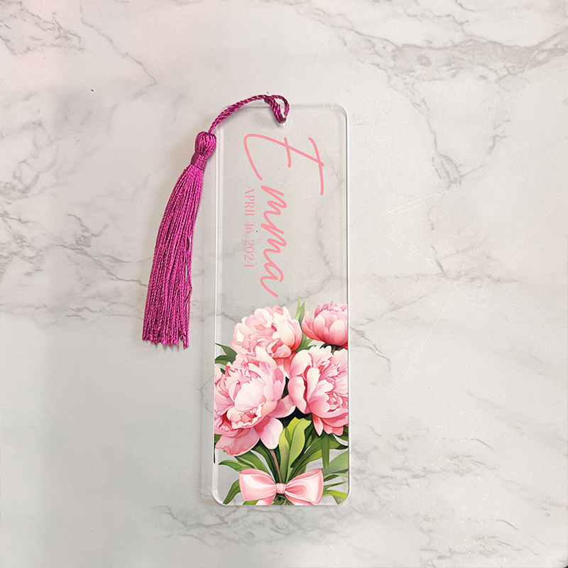 Personalized Birth Flower Bouquet Printed Teacher Bookmark